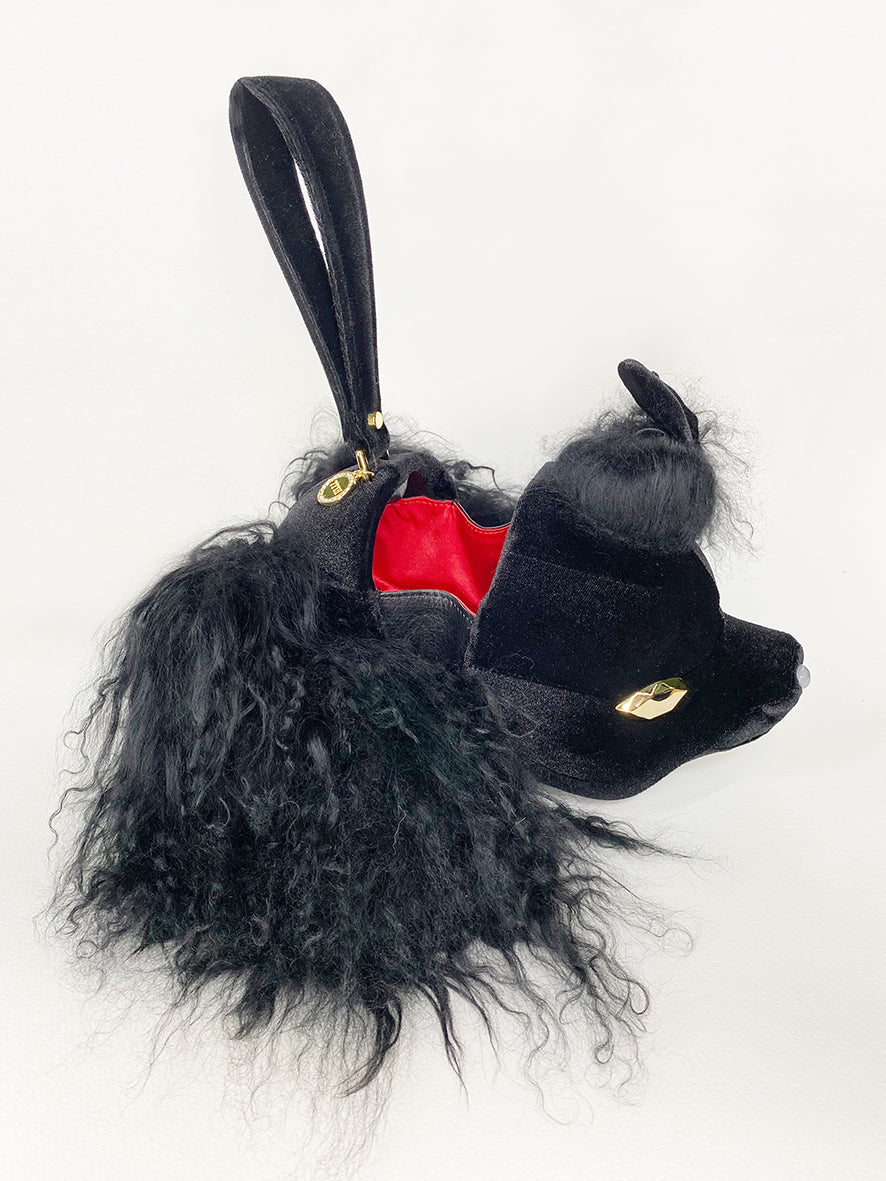 BLACK POODLE SHAPE HAND BAG